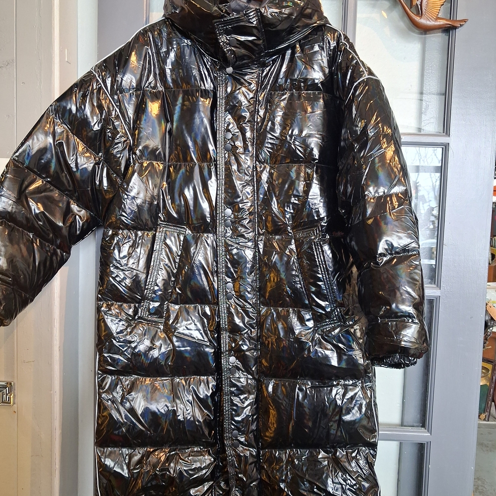 Shiny Black Puffer Coat